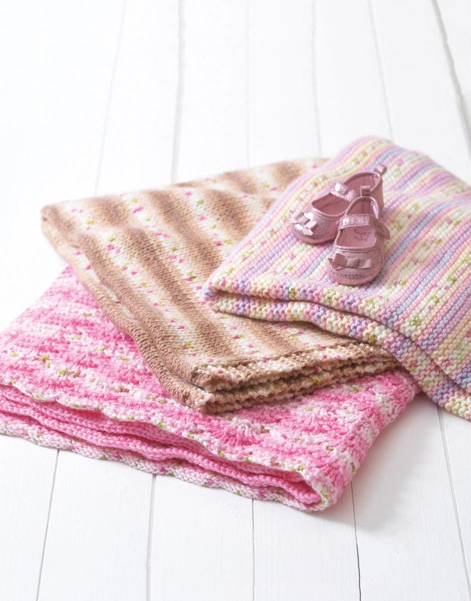 Cozy Knit Baby Blankets Triple Pack Adorable Designs Easy Knitting Hayfield